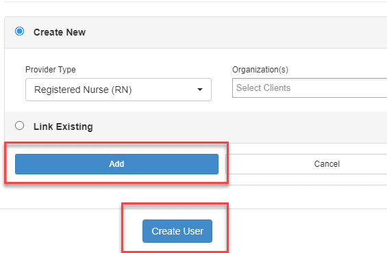 5. After selecting the correct Provider type, click the 